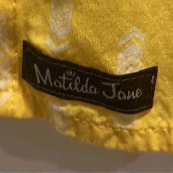 Matilda Jane yellow button down short sleeve tunic top size Large - Picture 8 of 11